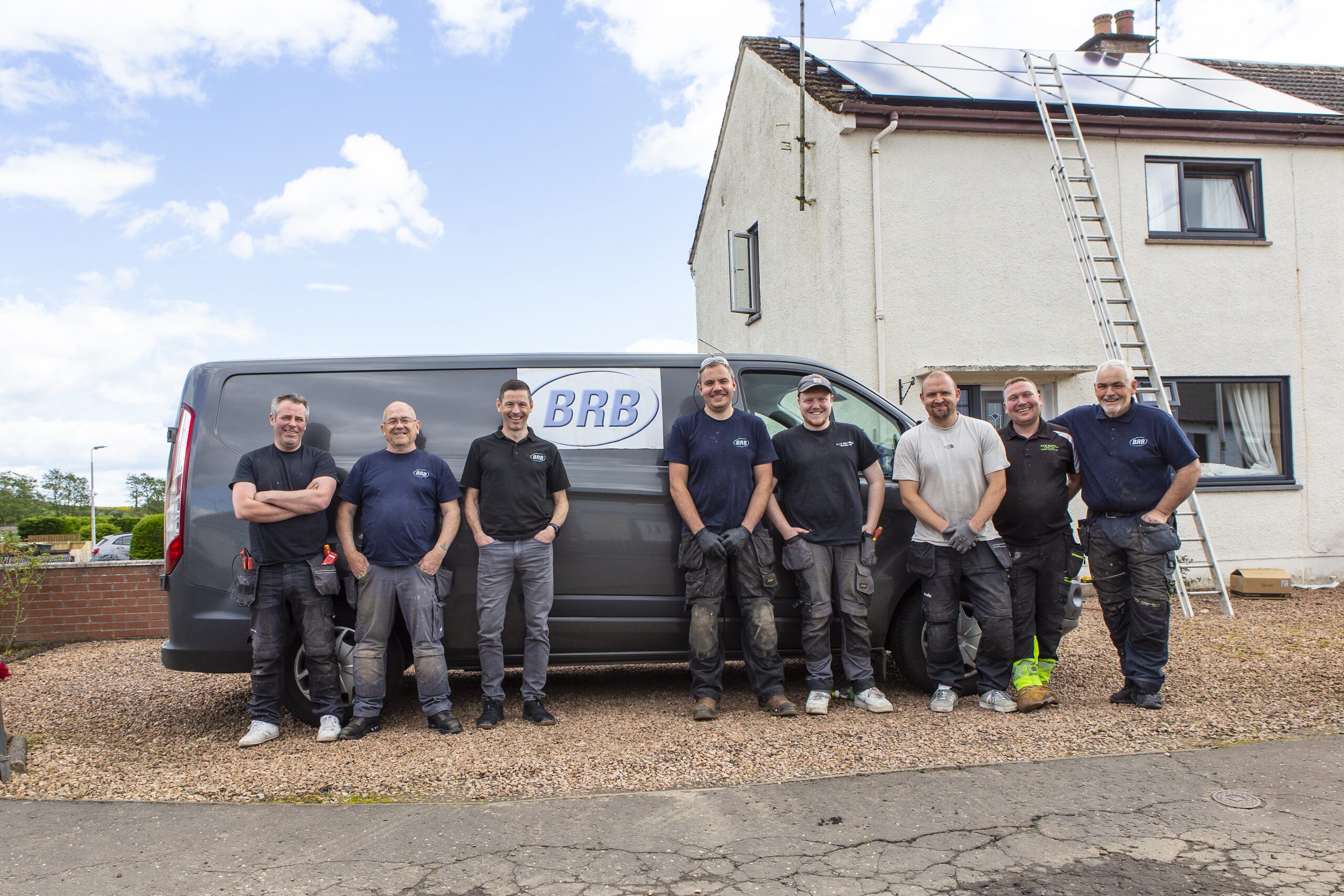 BRB ltd team photo. Standing in front of the BRB van