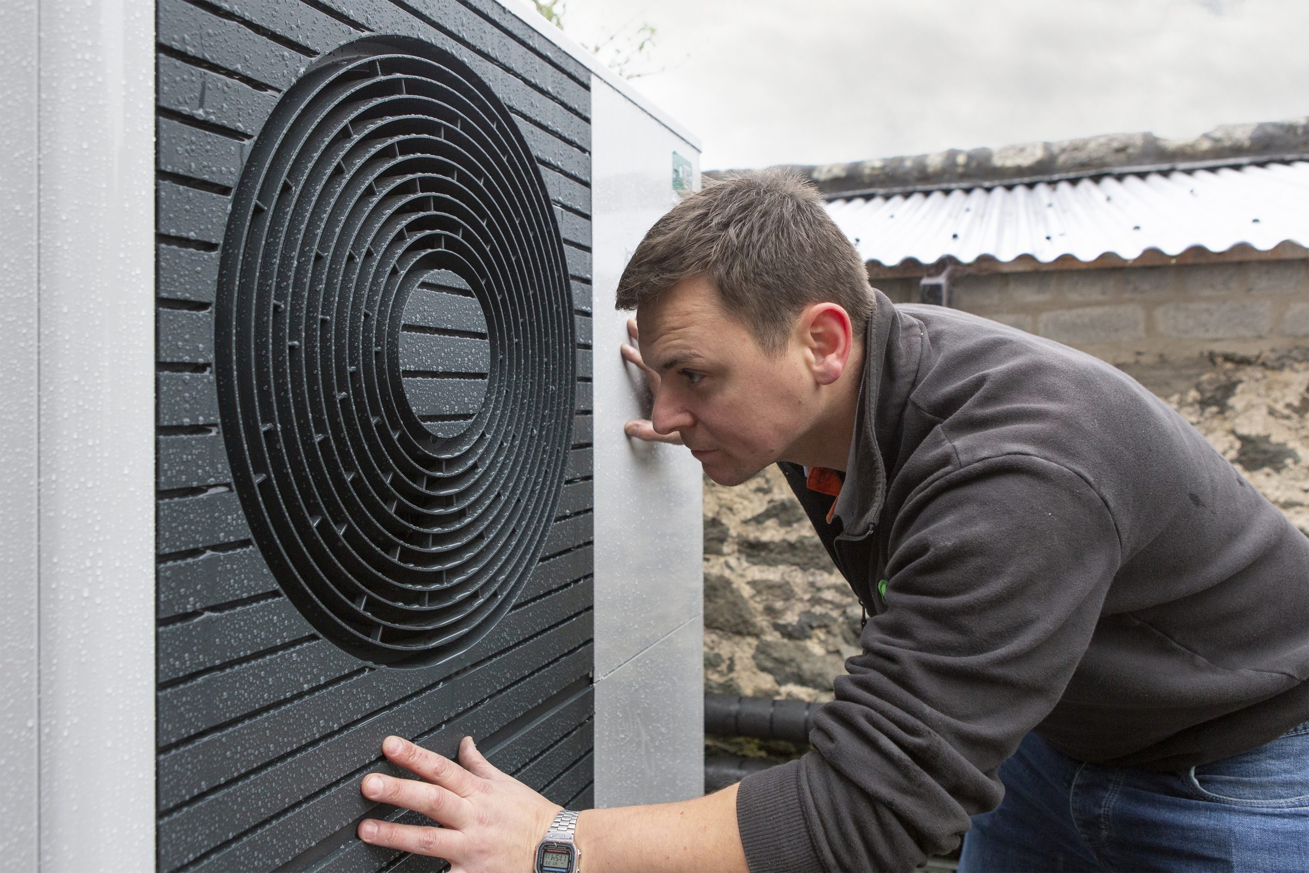 Jonathan fitting a heat pump