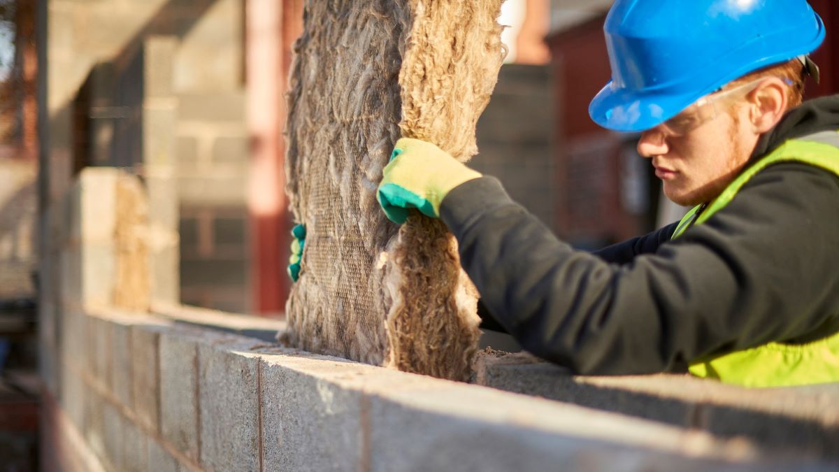 cavity wall insulation going into place