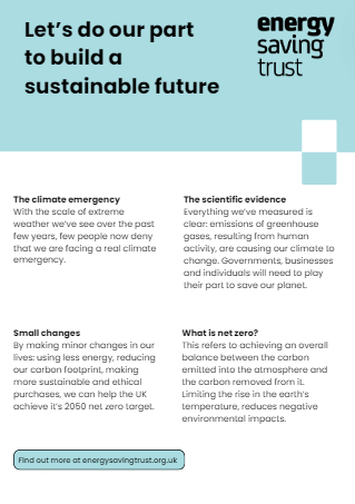 Poster titled "Let's do our part to build a sustainable future"