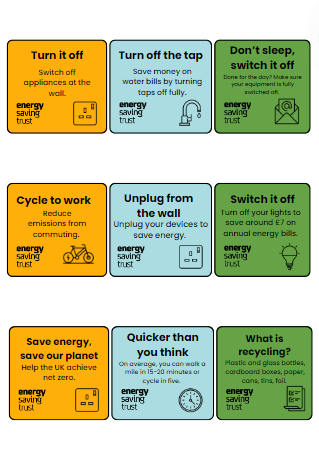 Examples of energy saving stickers