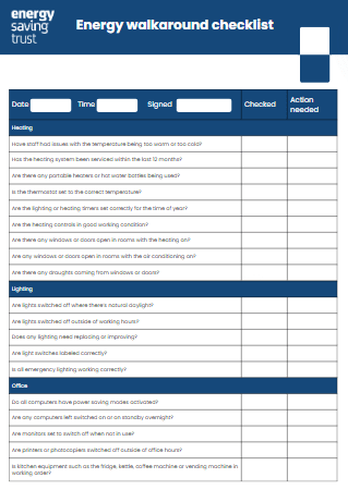 Energy walkaround checklist